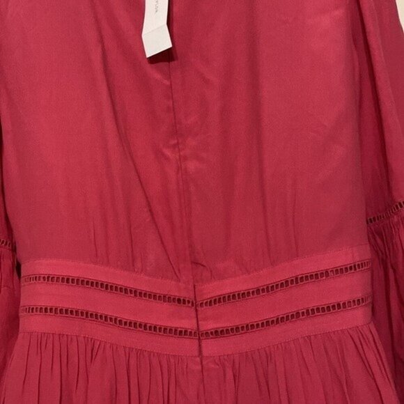 ANN TAYLOR Raspberry Regal Cutout Flare Sleeve Pleated women Dress 8 Event Party - Picture 4 of 12